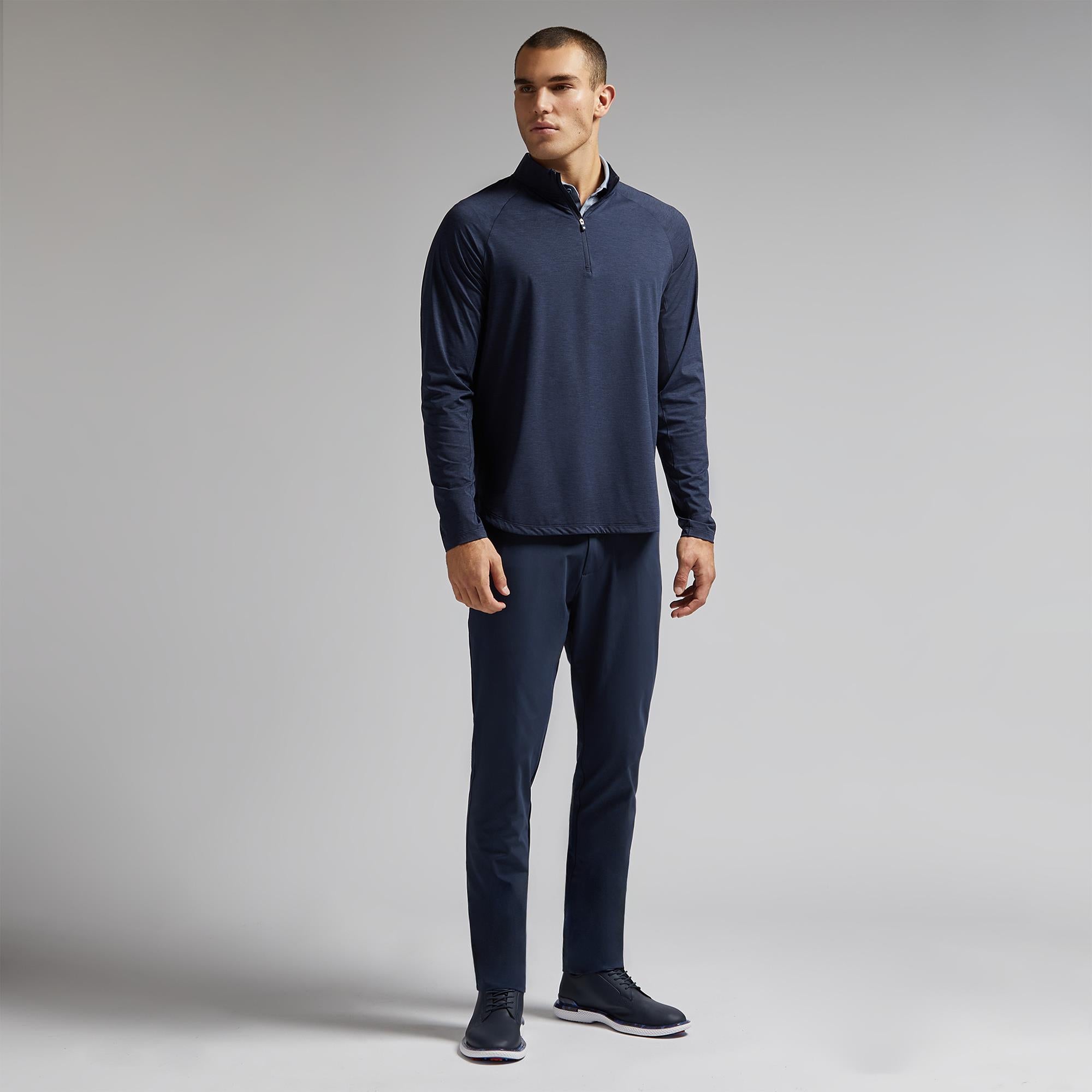 G/FORE Italian Tech Melange Raglan Quarter Zip Mens Golf Mid Layer Twilight Melange